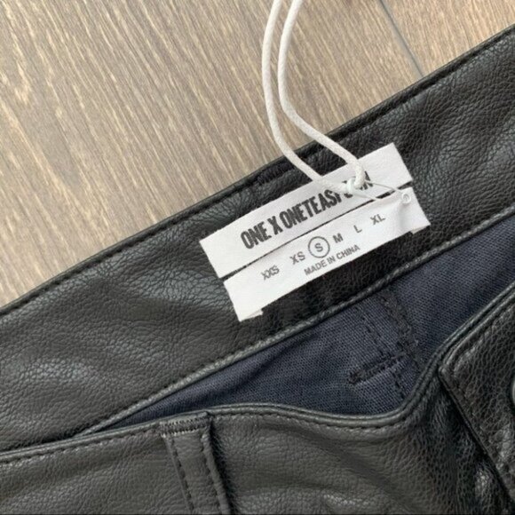 Free People One Teaspoon Apollo Pant Straight Leg Faux leather Black Size S - Picture 10 of 16